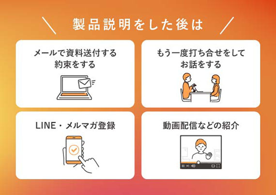 この後何をすればいいのか、イメージしてもらう